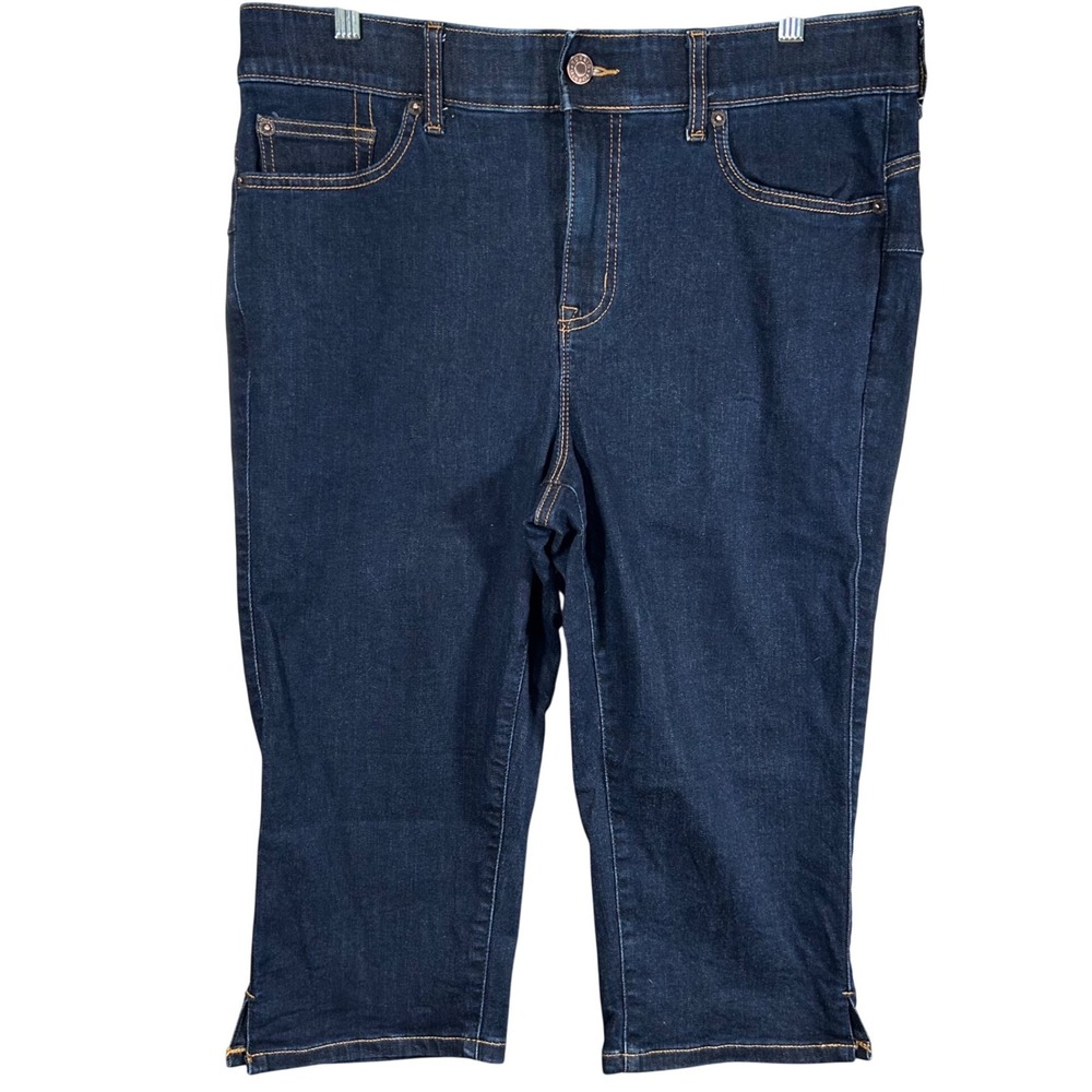 Torrid Retro Chic Womens 16 Dark Wash Denim Cropped Capri Jeans High Rise